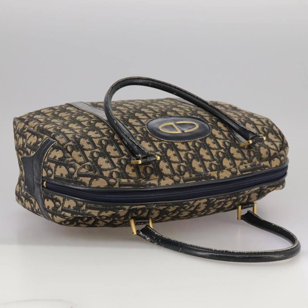 Christian Dior Trotter Canvas Hand Bag Navy Gold Auth 104738 - Picture 6 of 16
